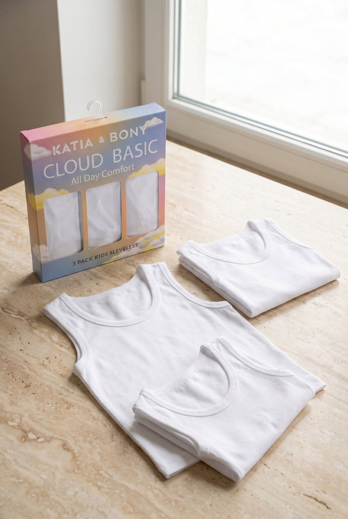 3PCK BASIC BOXED KIDS UNDERSHIRT WHITE