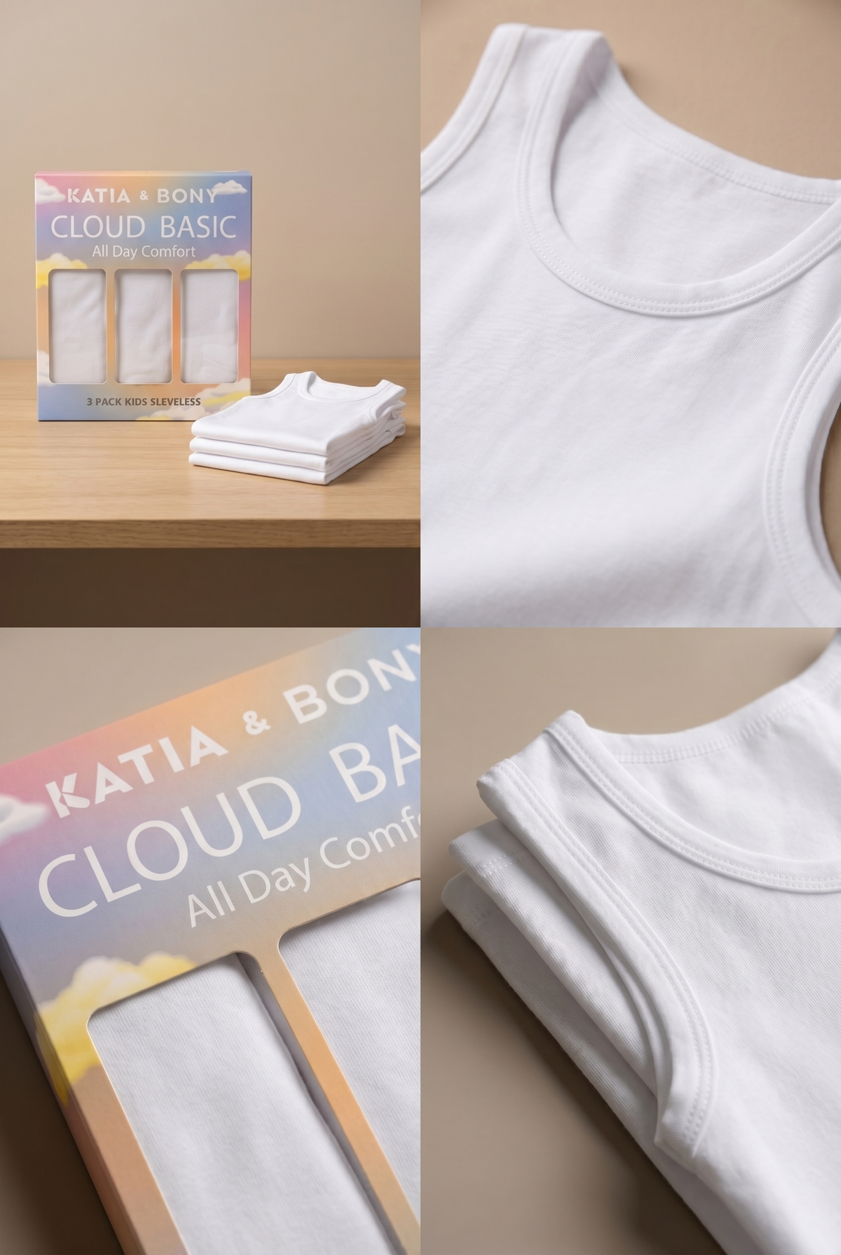 3PCK BASIC BOXED KIDS UNDERSHIRT WHITE