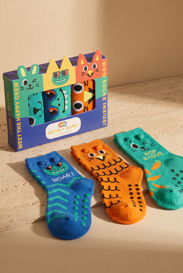 3PCK Patterned Boxed Children's Sock MIX