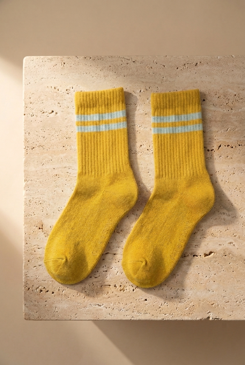 3PCK STRIPED BOYS SOCKET SOCKS YELLOW MIX