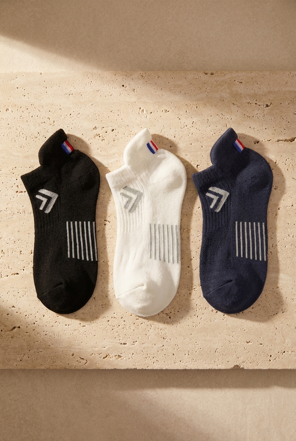 3PCK 2021-222 GOLF UNISEX STEP SOCKS BLACK/WHITE/NAVY
