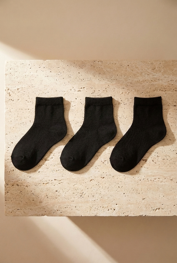 3PCK HAROLD BAMBOO KIDS SOCKS BLACK-BLACK-BLACK