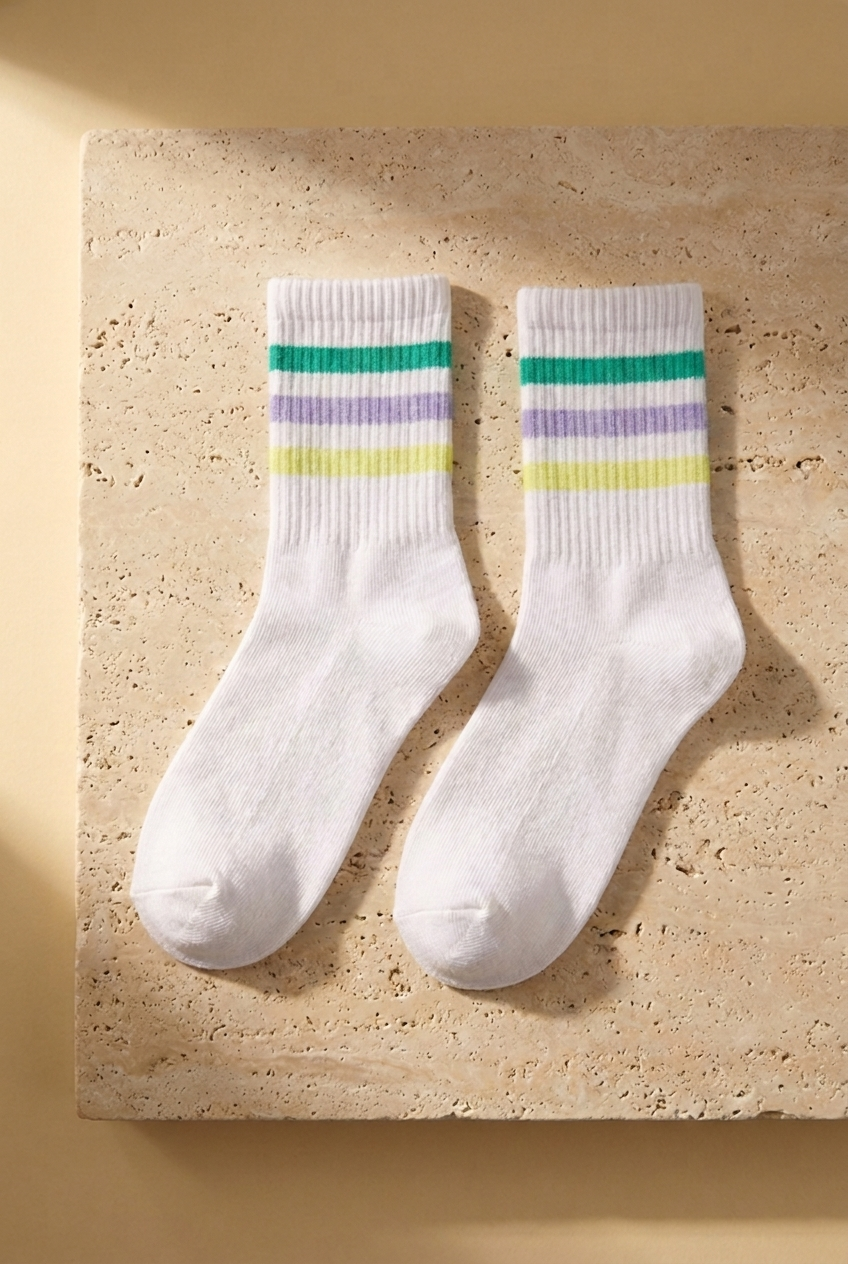 3PCK GIRL CHILDREN COLORFUL DERBY SOCKET SOCKS NEON MIX