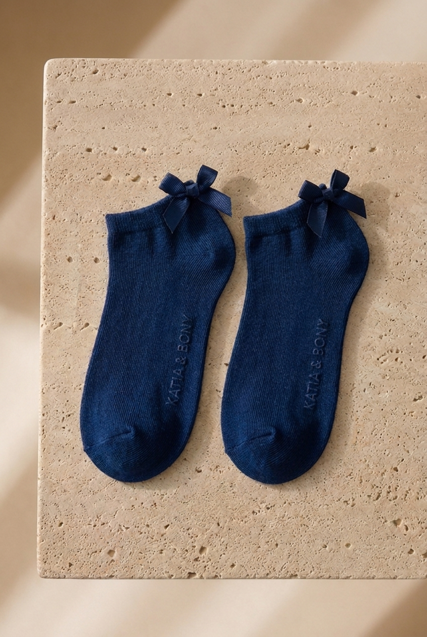 3PCK SOFT BAMBOO GIRLS STEP SOCKS NAVY-NAVY-NAVY