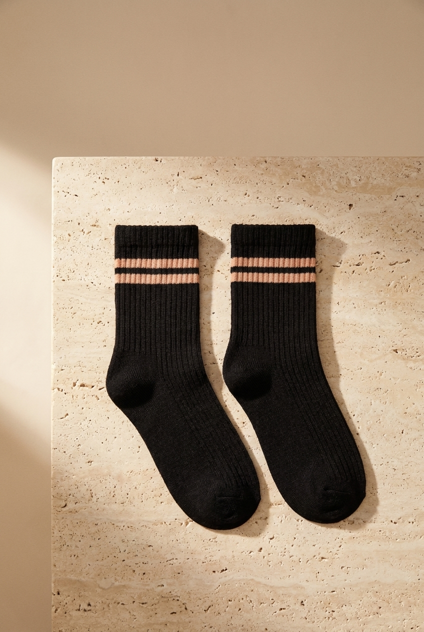 3PCK STRIPED BOYS SOCKET SOCKS BLACK MIX