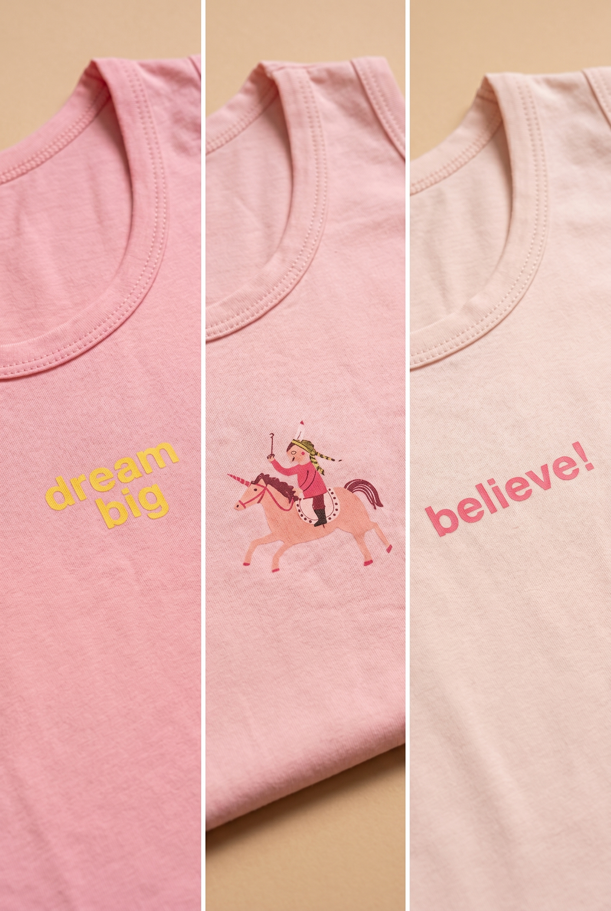 3PCK UNICORN GIRL'S BOXED TANK TOP PINK
