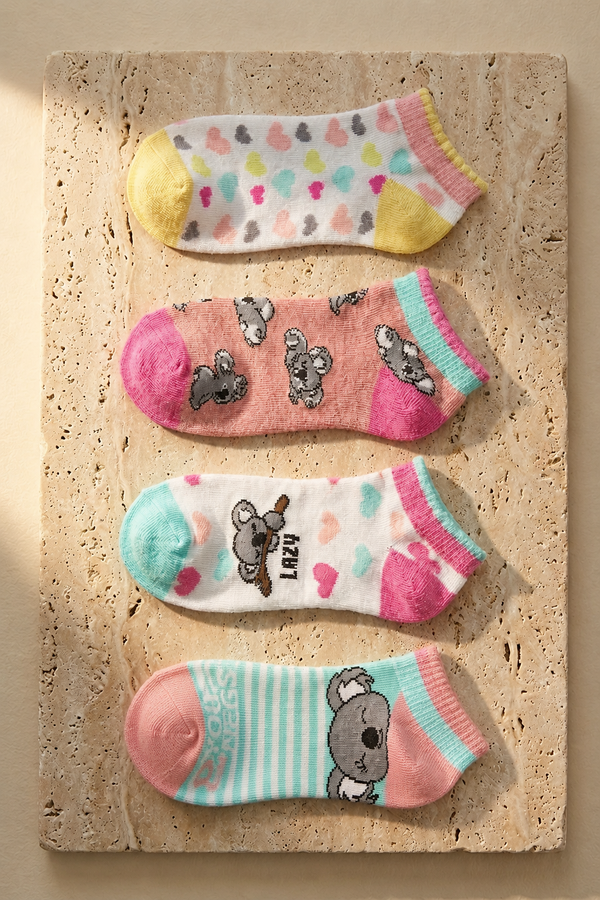 4PCK LAZY KOALA GIRLS STEP SOCKS MIX