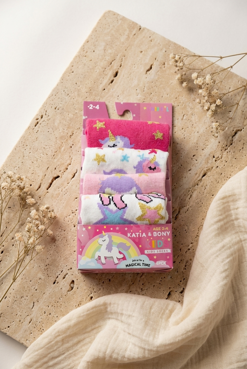 4PCK MAGICAL TIME GIRLS STEP SOCKS MIX