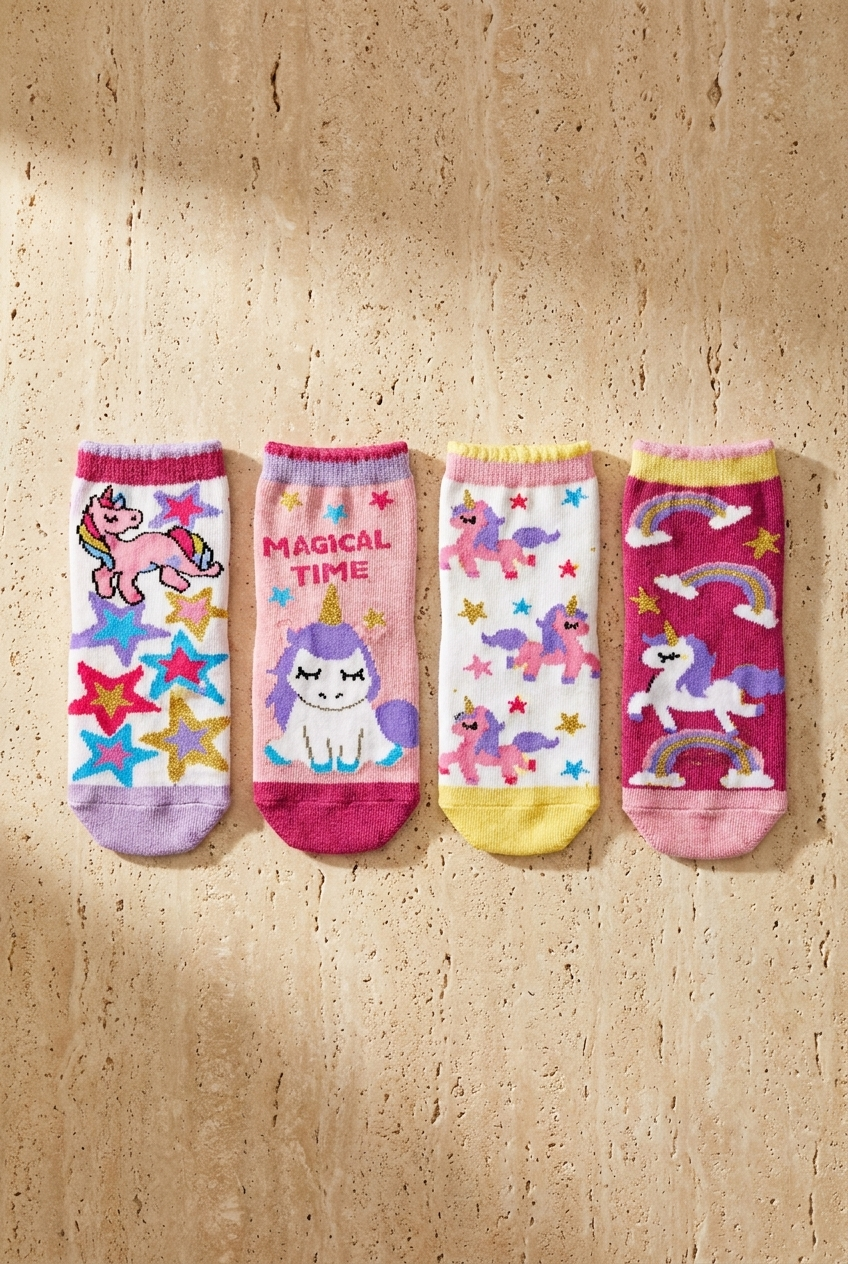 4PCK MAGICAL TIME GIRLS STEP SOCKS MIX