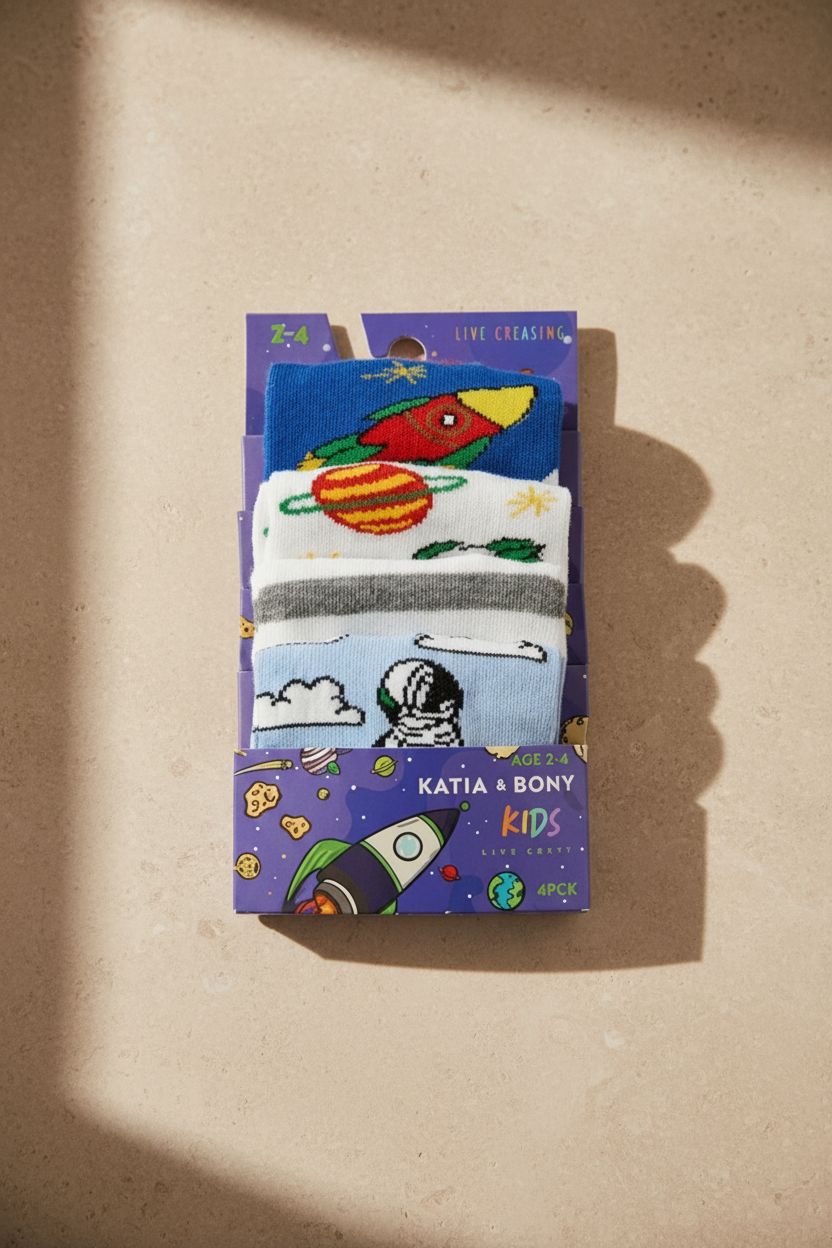 4PCK SPACE BOYS STEP SOCKS MIX