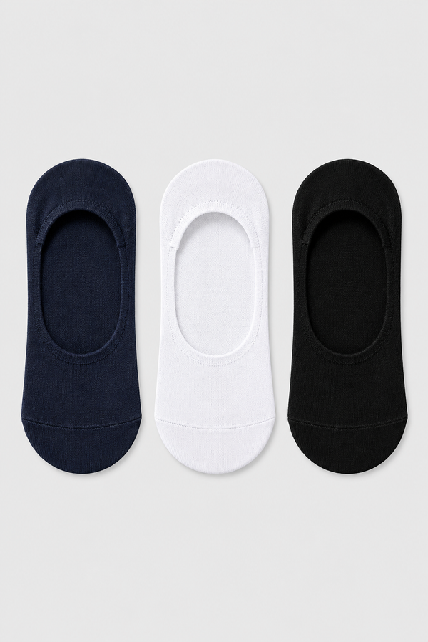 3PCK WOMEN BASIC INVISIBLE SOCKS BLACK/WHITE/NAVY