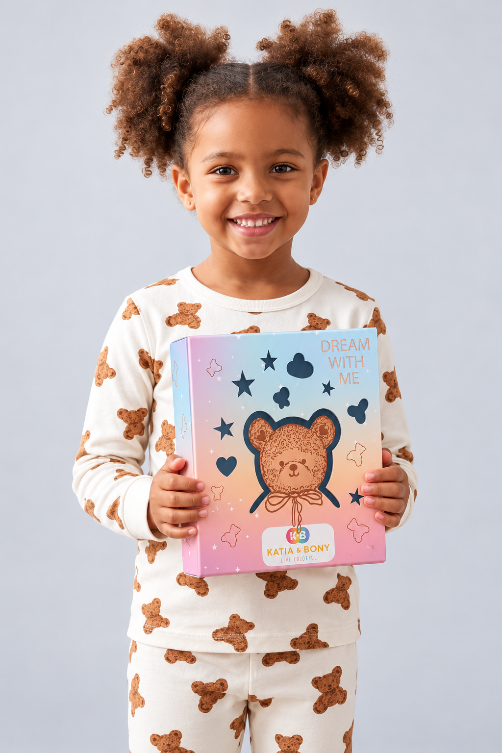 KIDS' BOXED TEDDY PYJAMA SET - ECRU