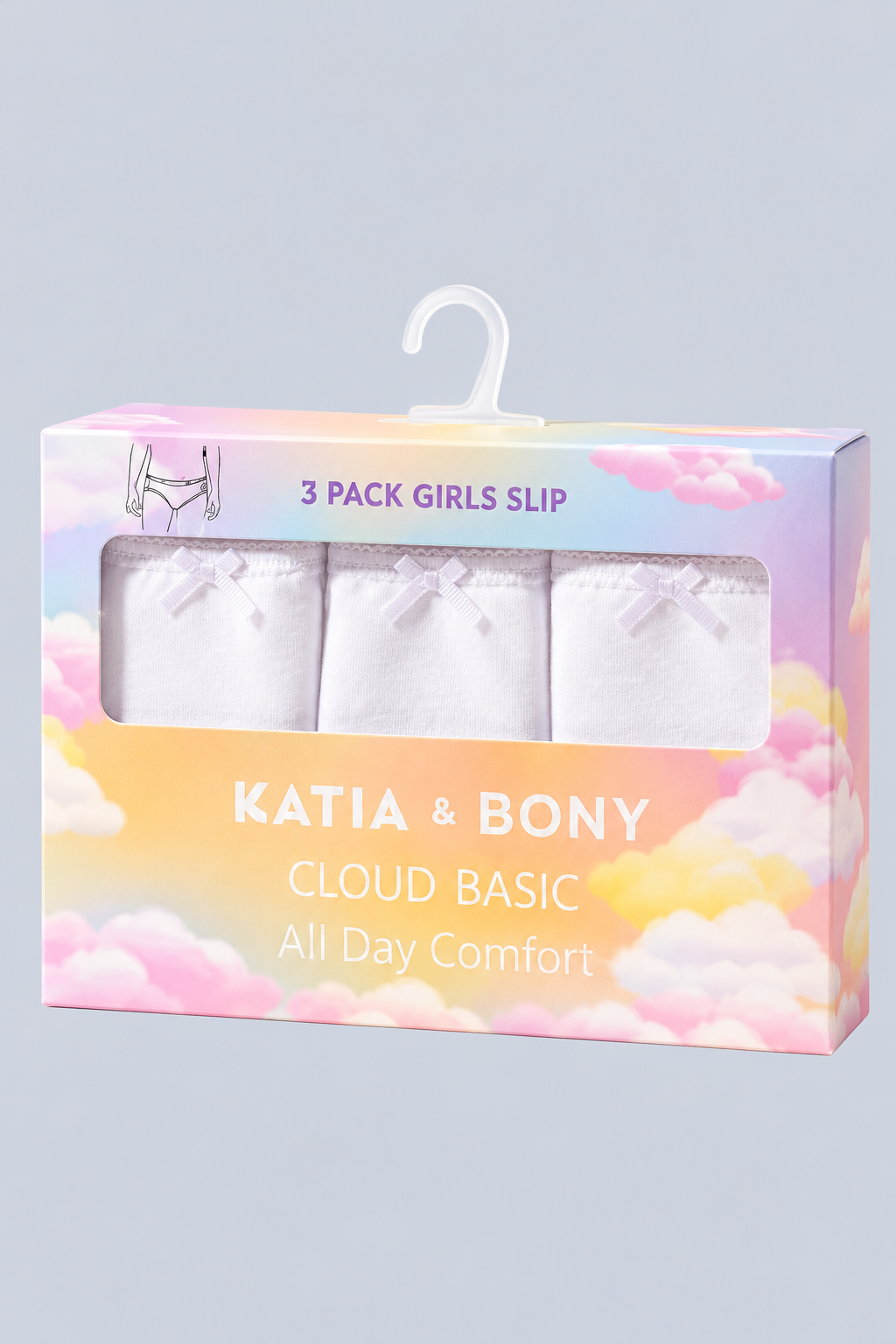 3PCK BASIC BOXED GIRL'S SLIP WHITE