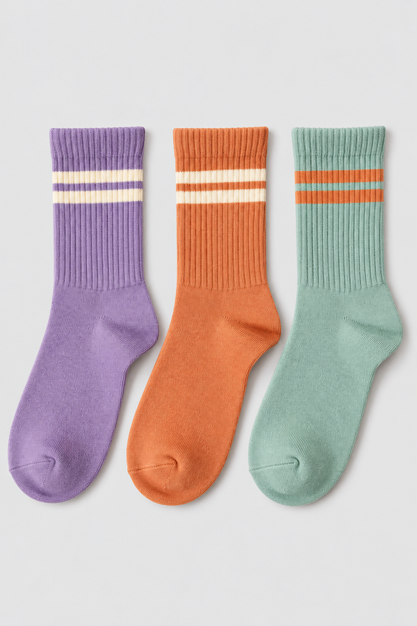 3PCK STRIPED GIRLS SOCKET SOCKS MINT MIX