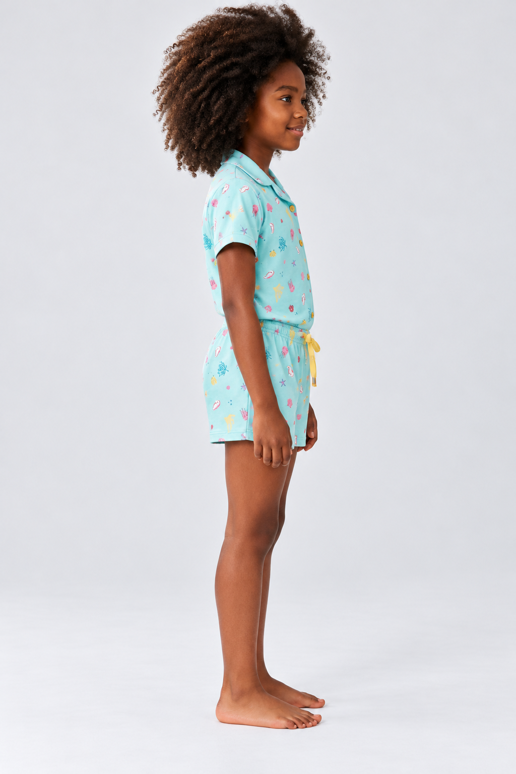 SEA LA VIE BUTTONED GIRL'S SHORTS SET BLUE