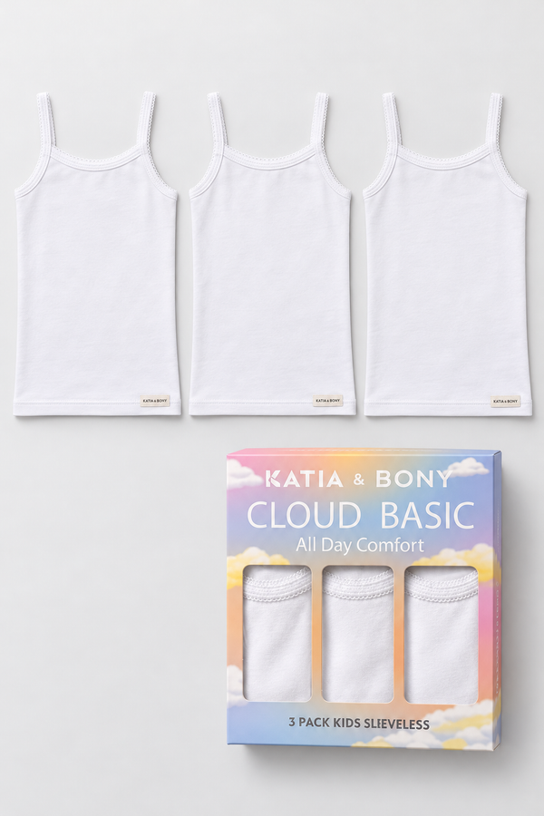 3PCK BASIC BOXED GIRLS' UNDERSHIRT WHITE
