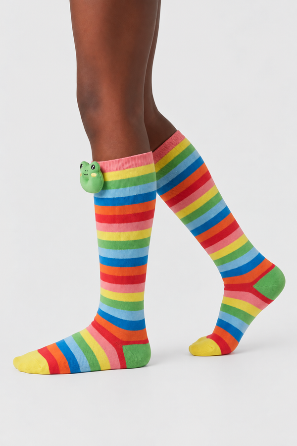 COLORED FROG GIRLS KNEEHIGH SOCKS MIX