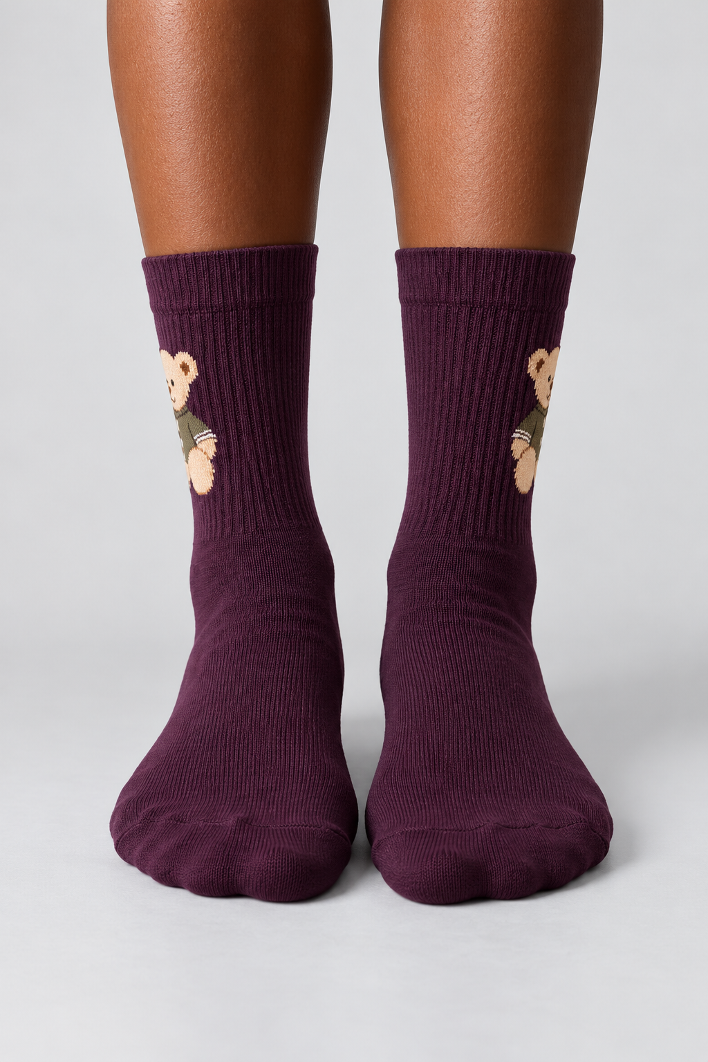 TEDDY PATTERNED UNISEX SOCKS PURPLE