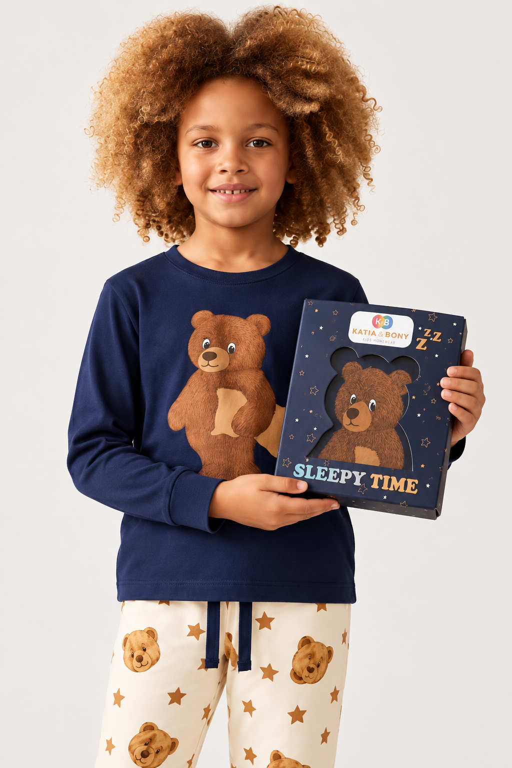 TEDDY SLEEPER BOXED BOYS PYJAMAS SET NAVY
