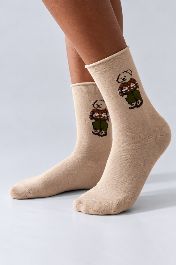 TEDDY WITHOUT ELASTIC MODAL WOMEN SOCKS LIGHT BROWN