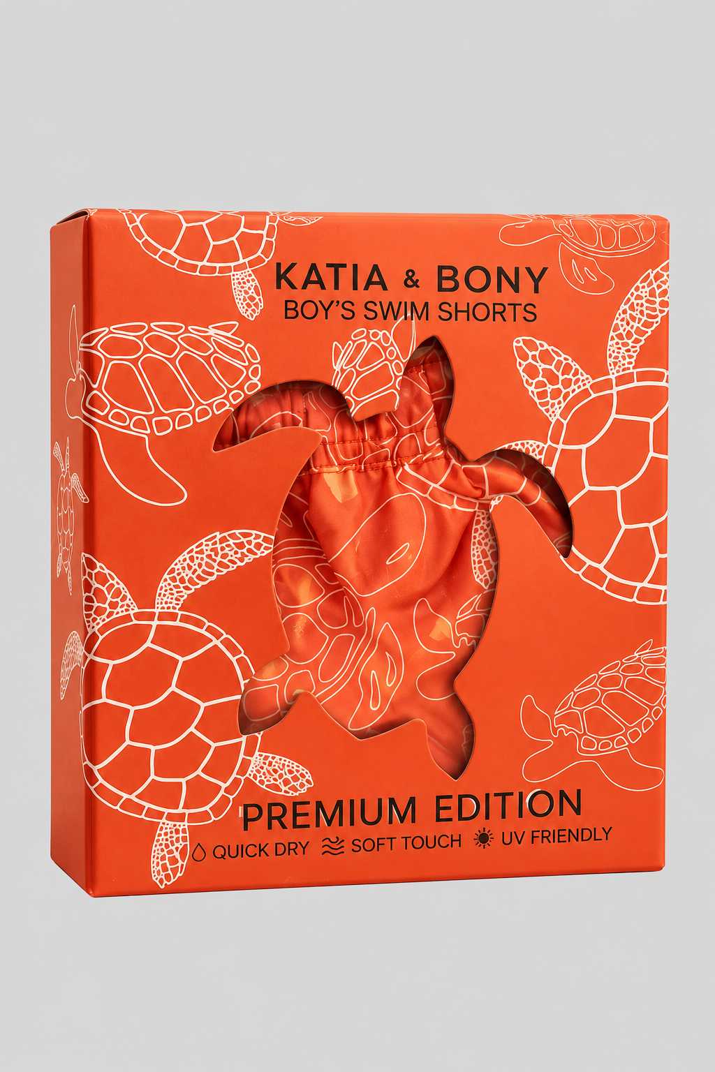 MEDITERRANEAN TURTLE BOY'S SWIM SHORTS CORAL