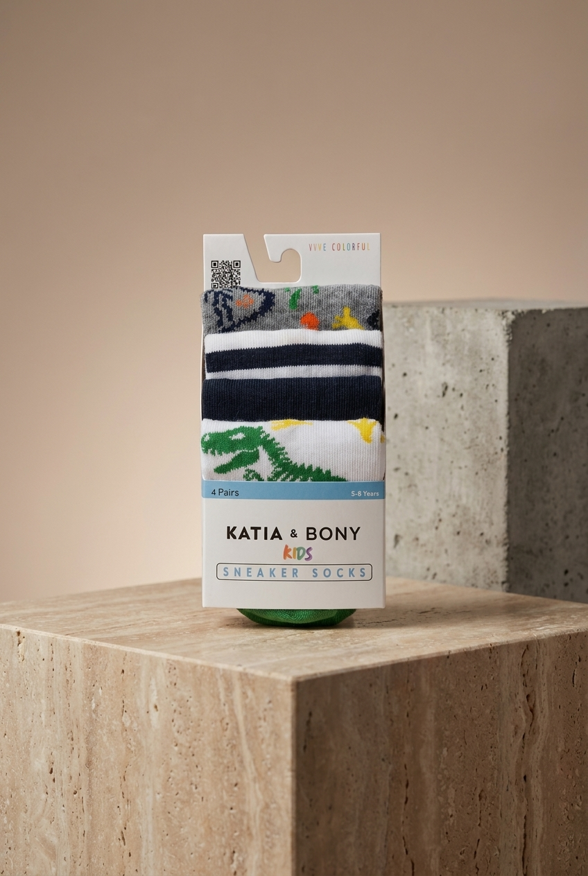 4PCK DINOSAUR BOYS STEP SOCKS MIX