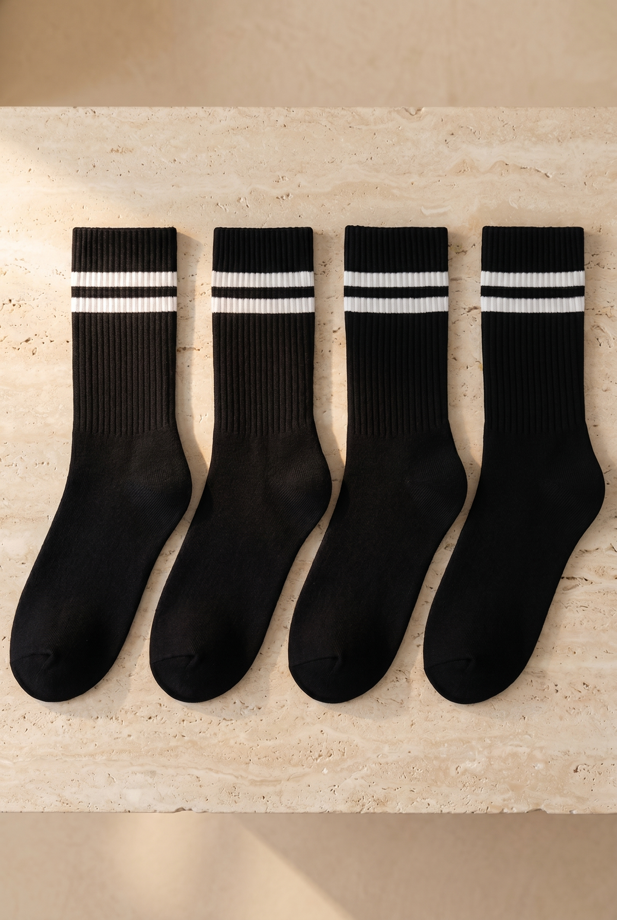 4 PCK STRIPED UNISEX SOCKET SOCKS BLACK