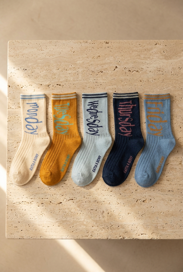5PCK WEEKDAYS KIDS SOCKET SOCKS MIX
