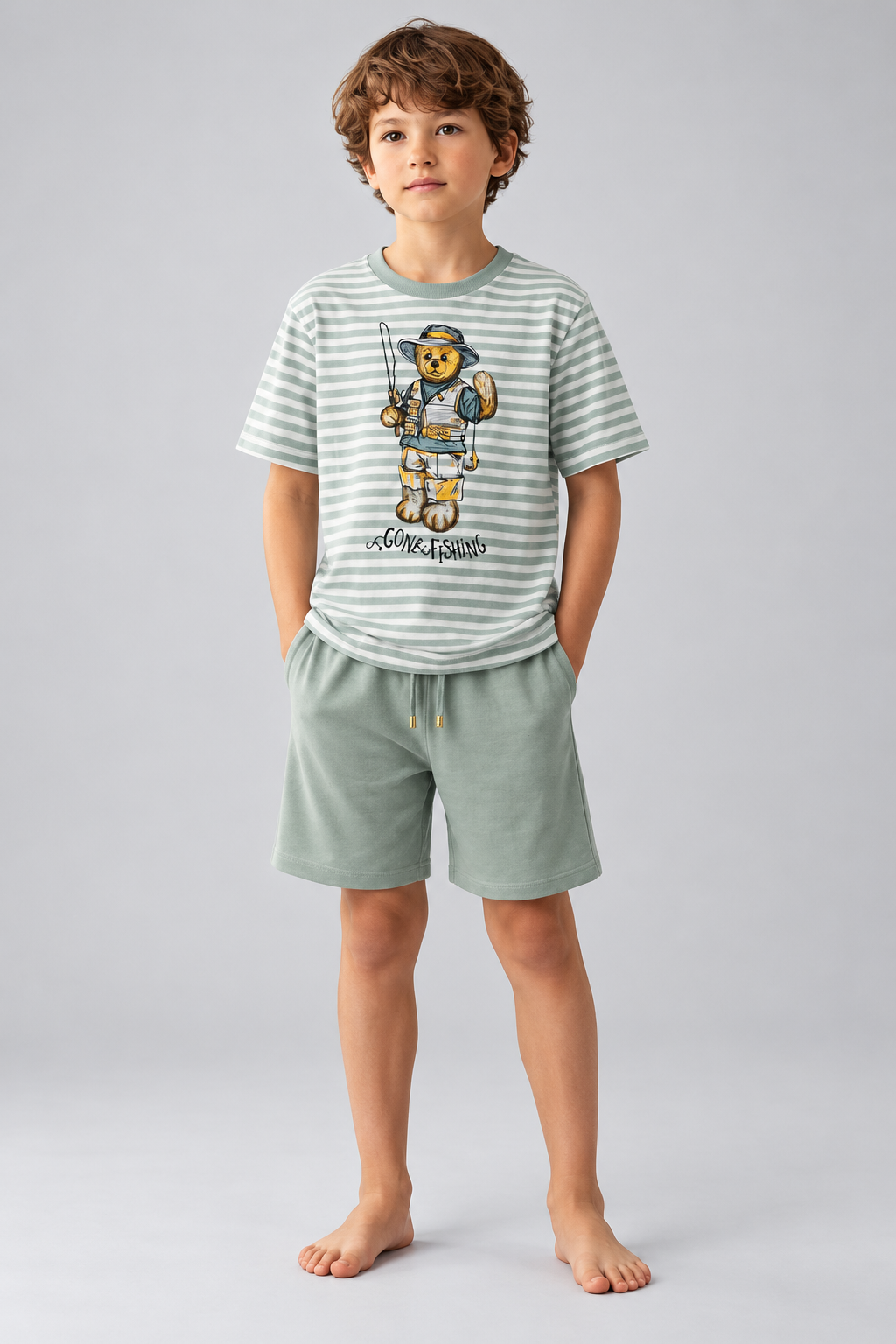 SEA LA VIE TEDDY BOY SHORTS SET GREEN