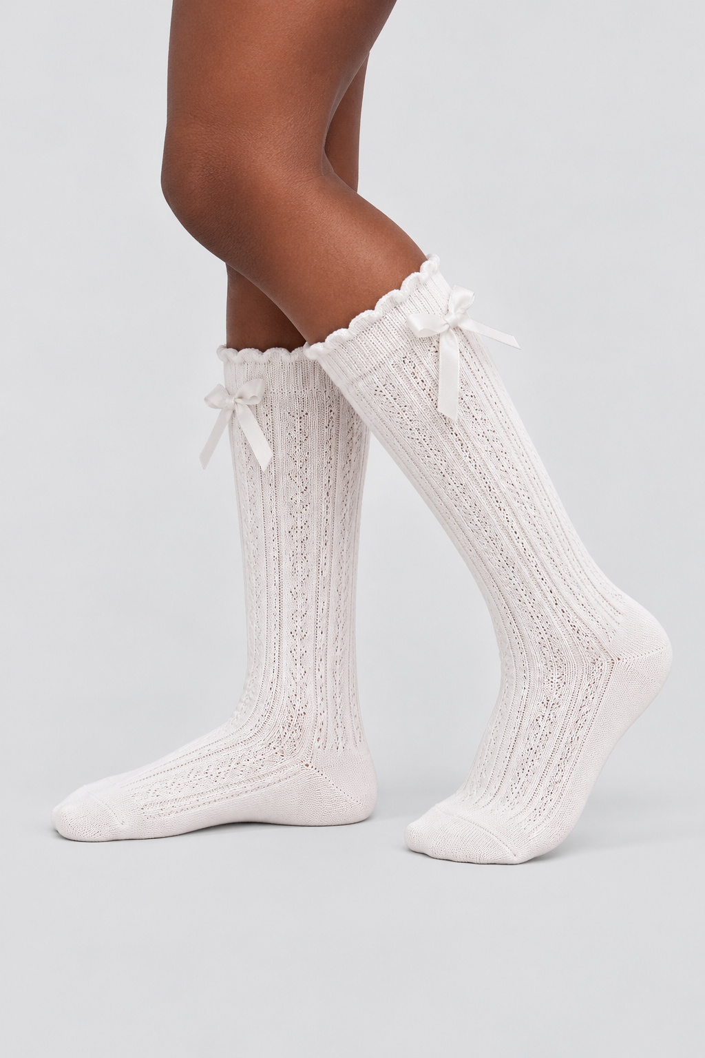 CHILDREN'S KNEE SOCKS WITH BOW ACCESSORIES WHITE