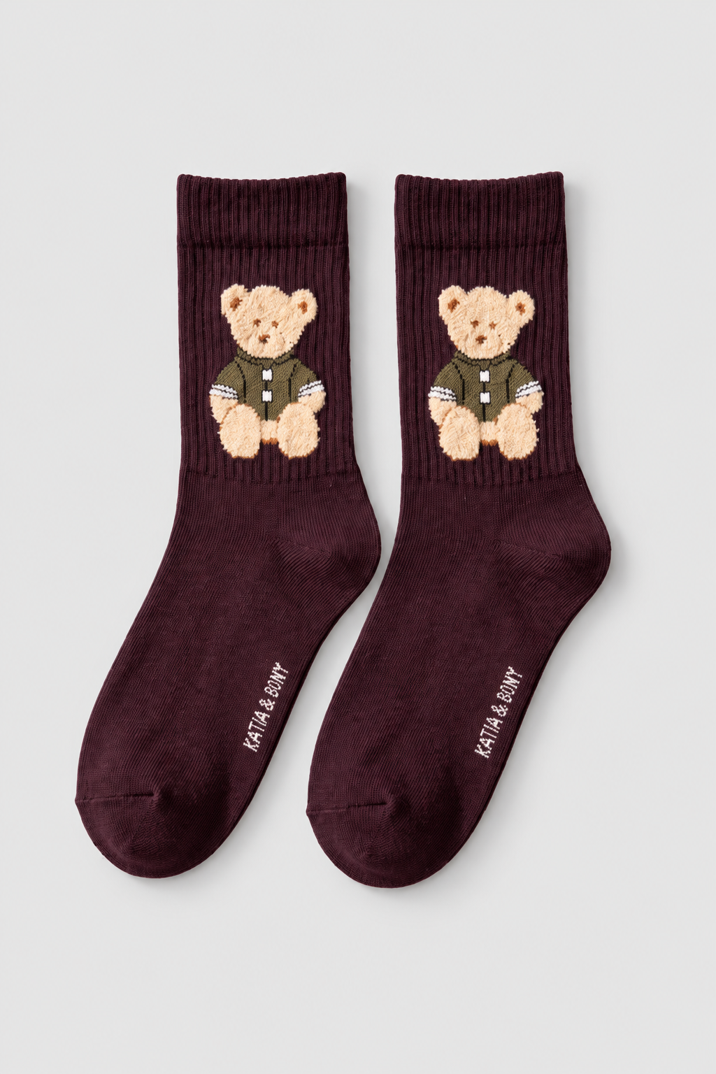 TEDDY PATTERNED UNISEX SOCKS PURPLE