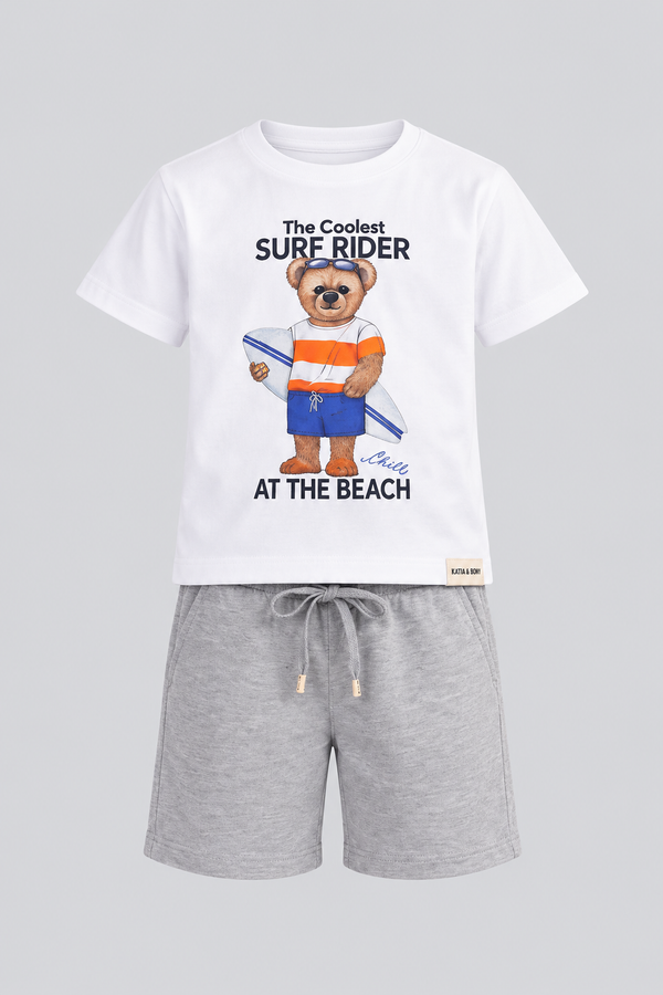 SAILOR SURF TEDDY BOYS’ SHORTS SET WHITE