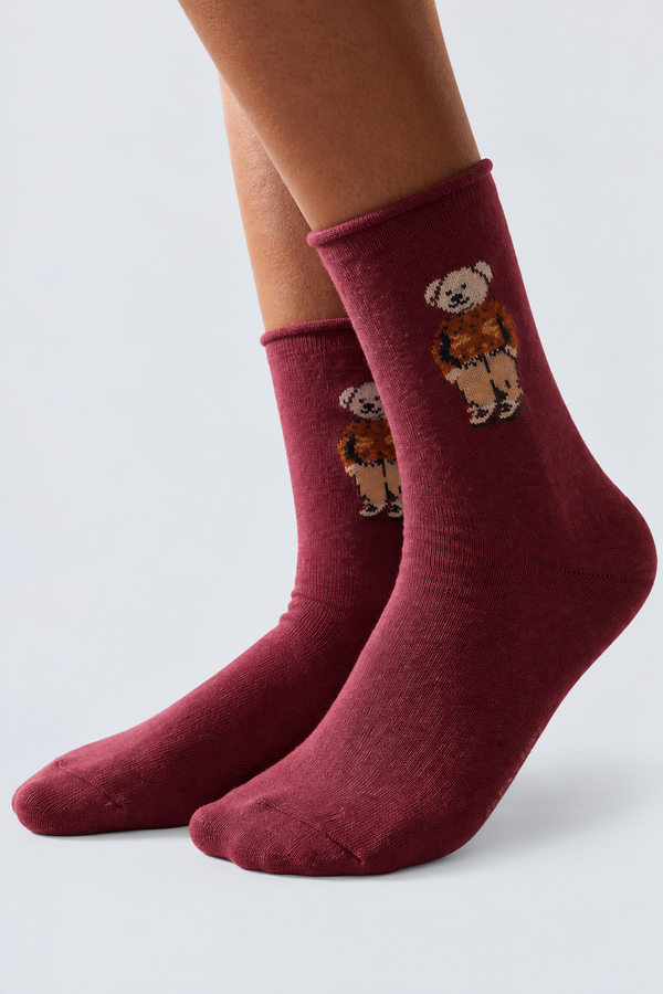 TEDDY WITHOUT ELASTIC MODAL WOMEN SOCKS BURGUNDY