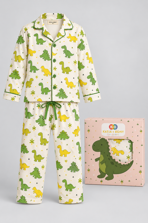 BOYS' BOXED DINOSAUR PYJAMA SET - ECRU