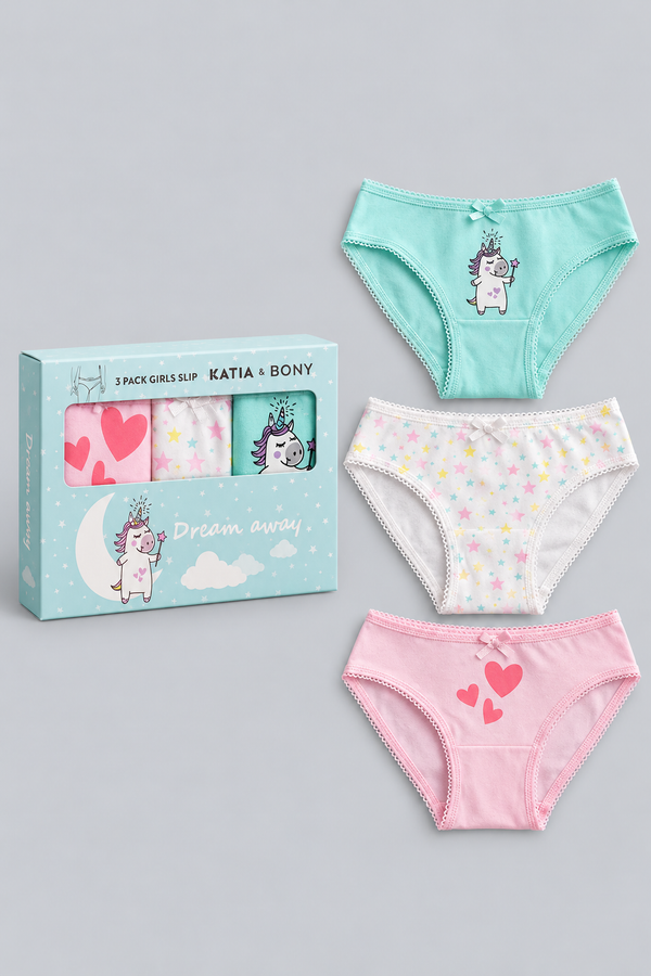 3PCK Patterned Girl's Boxed Slip MINT