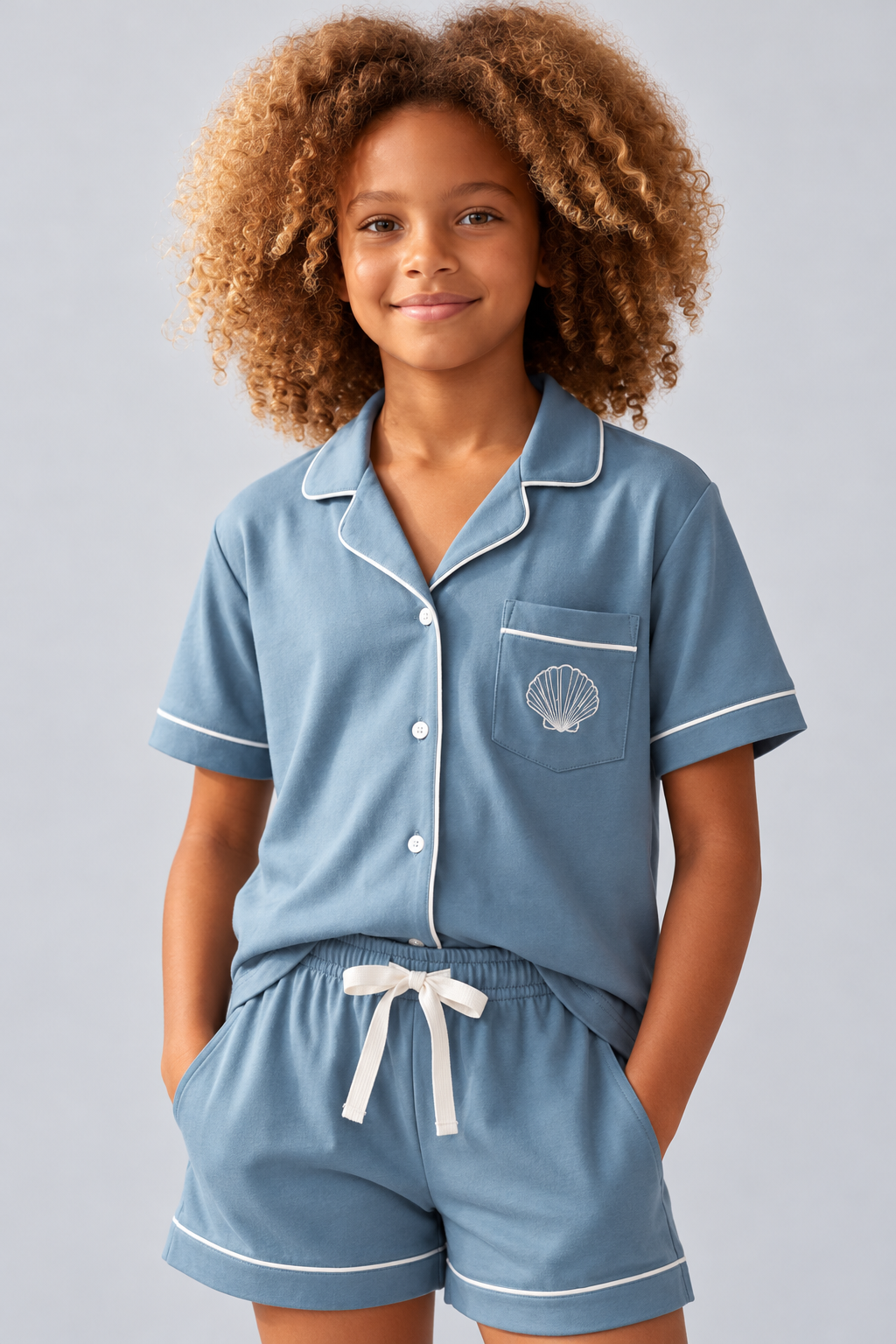 SEA LA VIE POCKET CHILDREN'S SHORTS SET HARBOR BLU