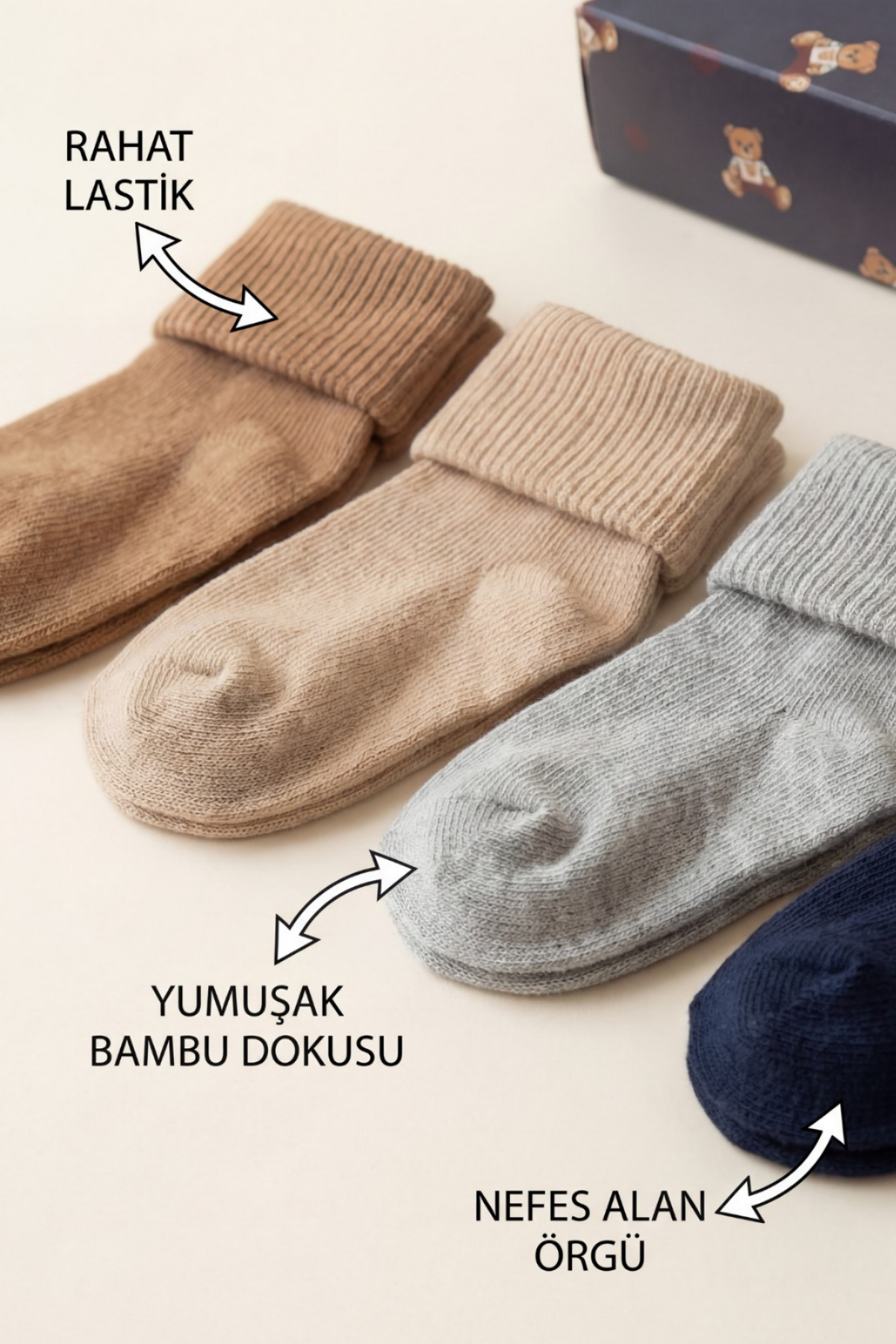 NEWBORN 5 PCK BABY SOCKS BAMBOO BLUE MIX