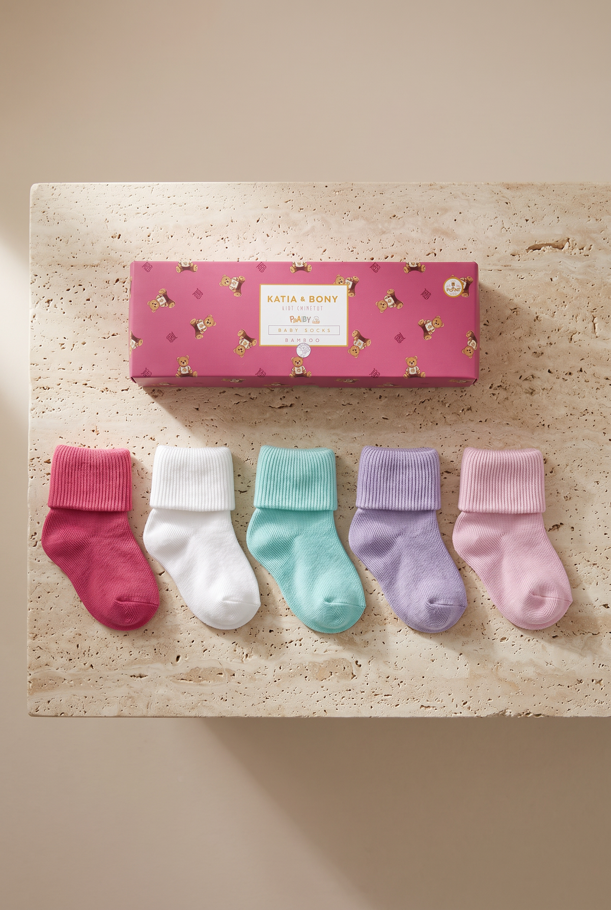 NEWBORN 5 PCK BABY SOCKS BAMBOO PINK MIX