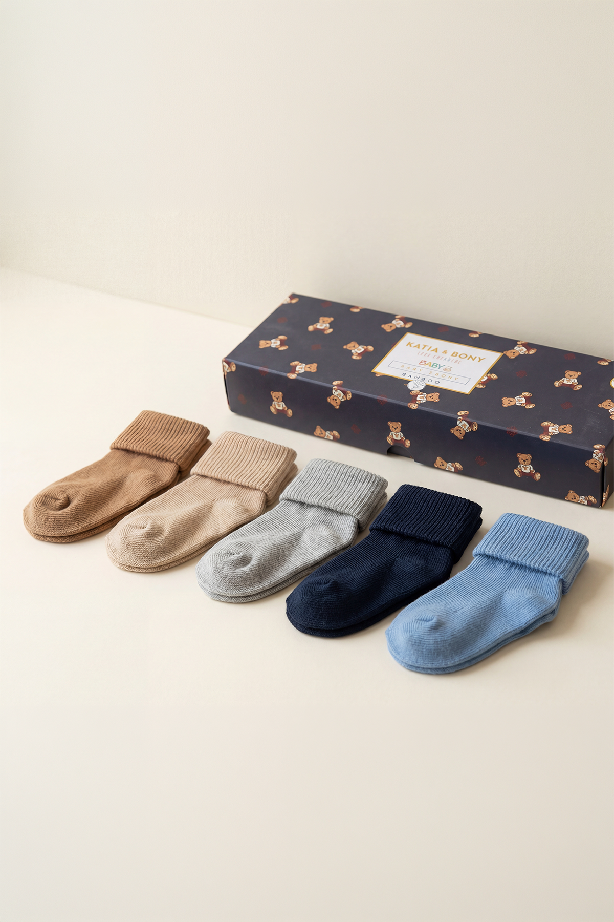 NEWBORN 5 PCK BABY SOCKS BAMBOO BLUE MIX