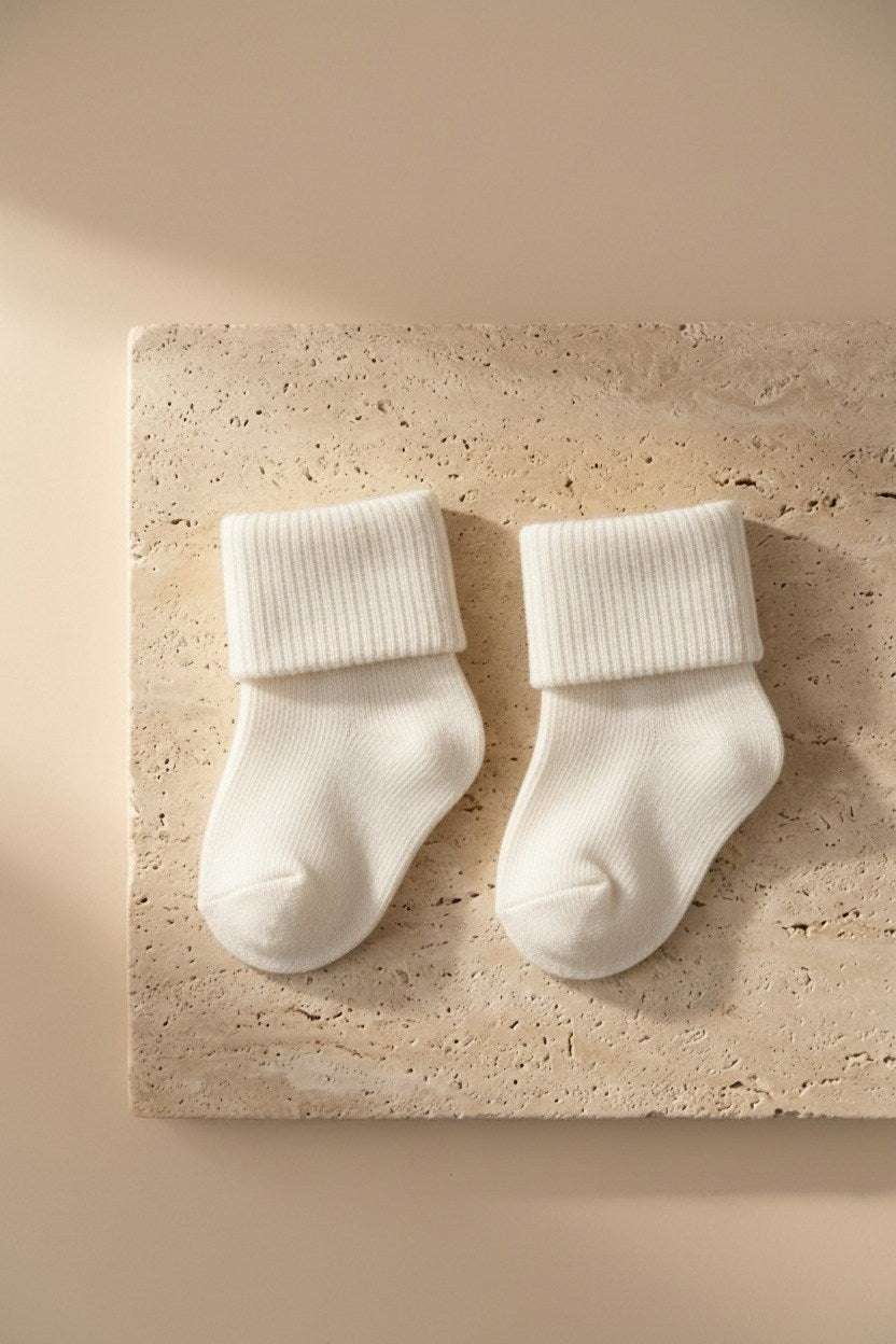 NEWBORN 5 PCK BABY SOCKS BAMBOO WHITE MIX