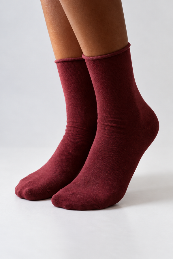 ELASTIC MODAL WOMEN SOCKS DARK BORDEAUX