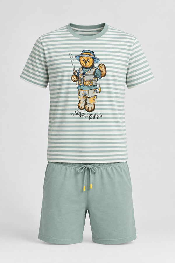 SEA LA VIE TEDDY MEN'S SHORTS SET - GREEN