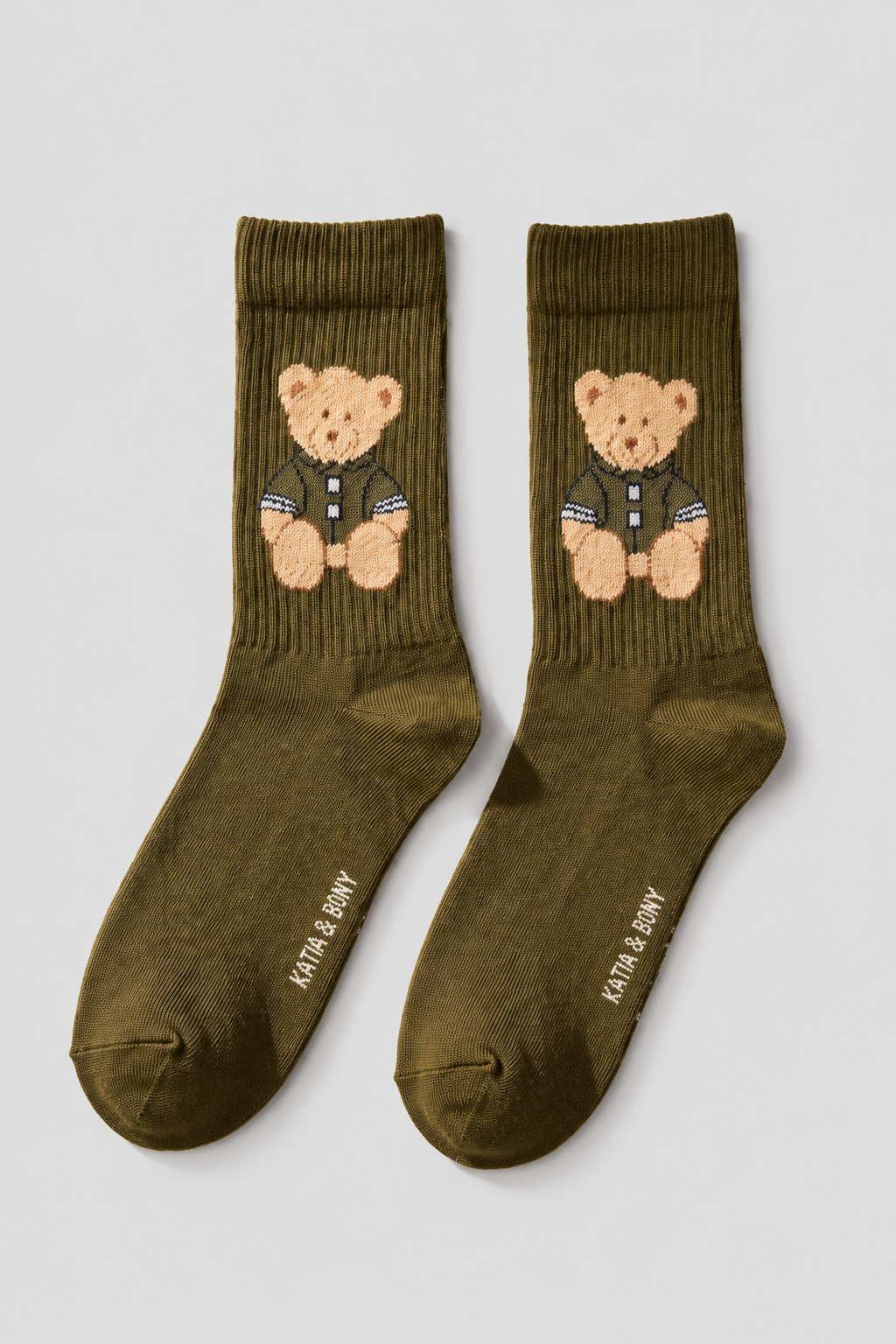 TEDDY PATTERNED UNISEX SOCKS KHAKI