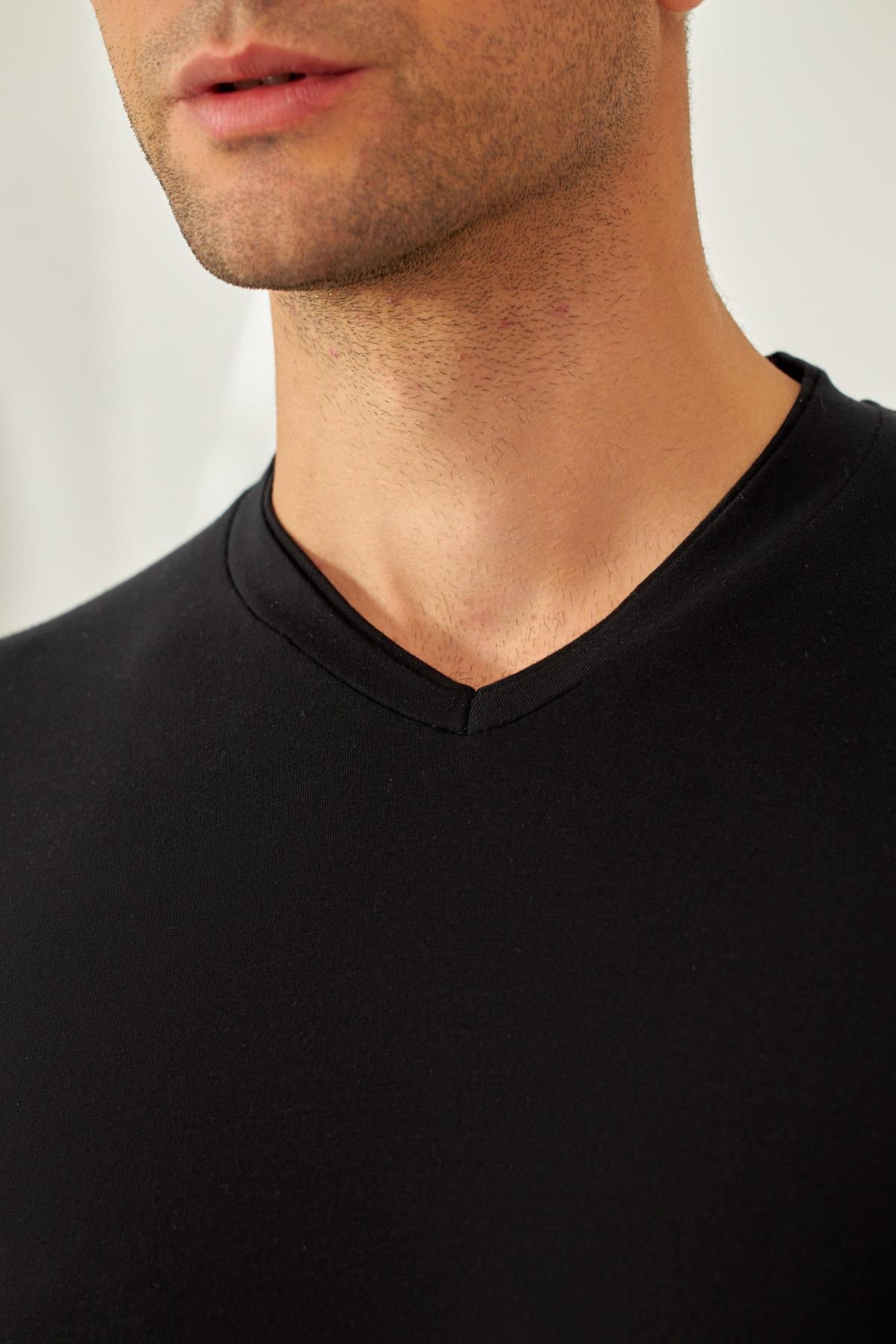 SILVER V YAKA MEN PYJAMAS TOP BLACK