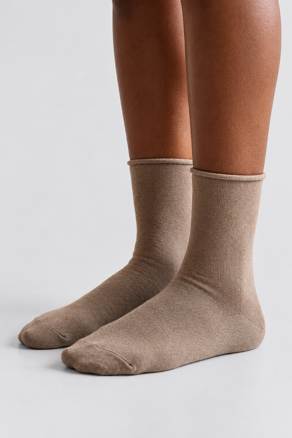ELASTIC MODAL WOMEN SOCKS BROWN MEL.