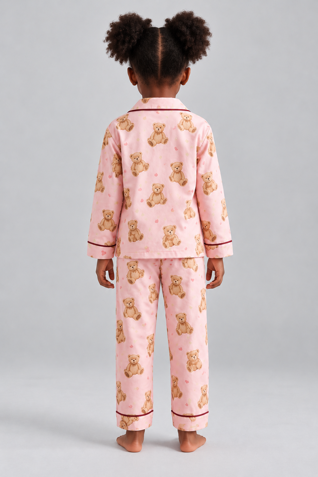 TEDDY PATTERNED BOXED GIRLS PYJAMAS SET PEACH