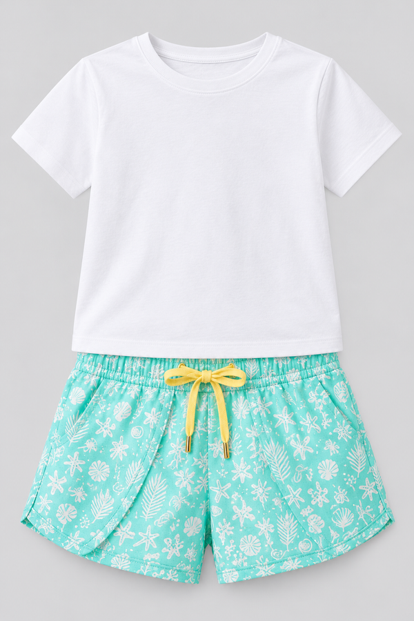 SEA LA VIE BUTTONED GIRL'S SHORTS SET WHITE