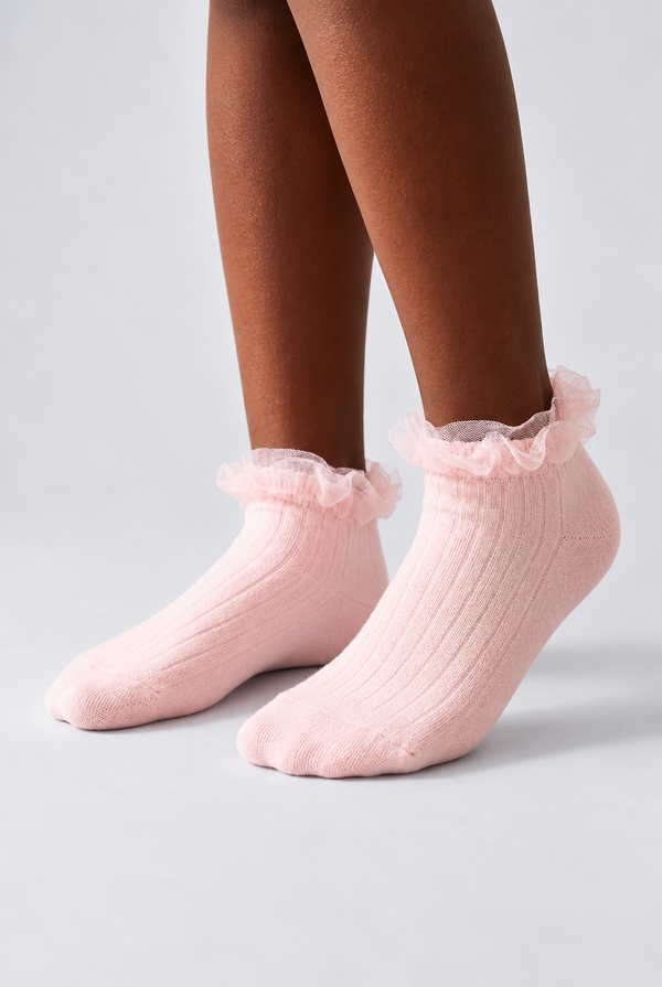 GIRL'S STEP SOCKS WITH TULLE ACCESSORIES PINK
