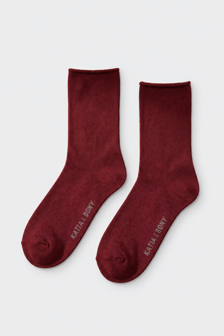 ELASTIC MODAL WOMEN SOCKS DARK BORDEAUX