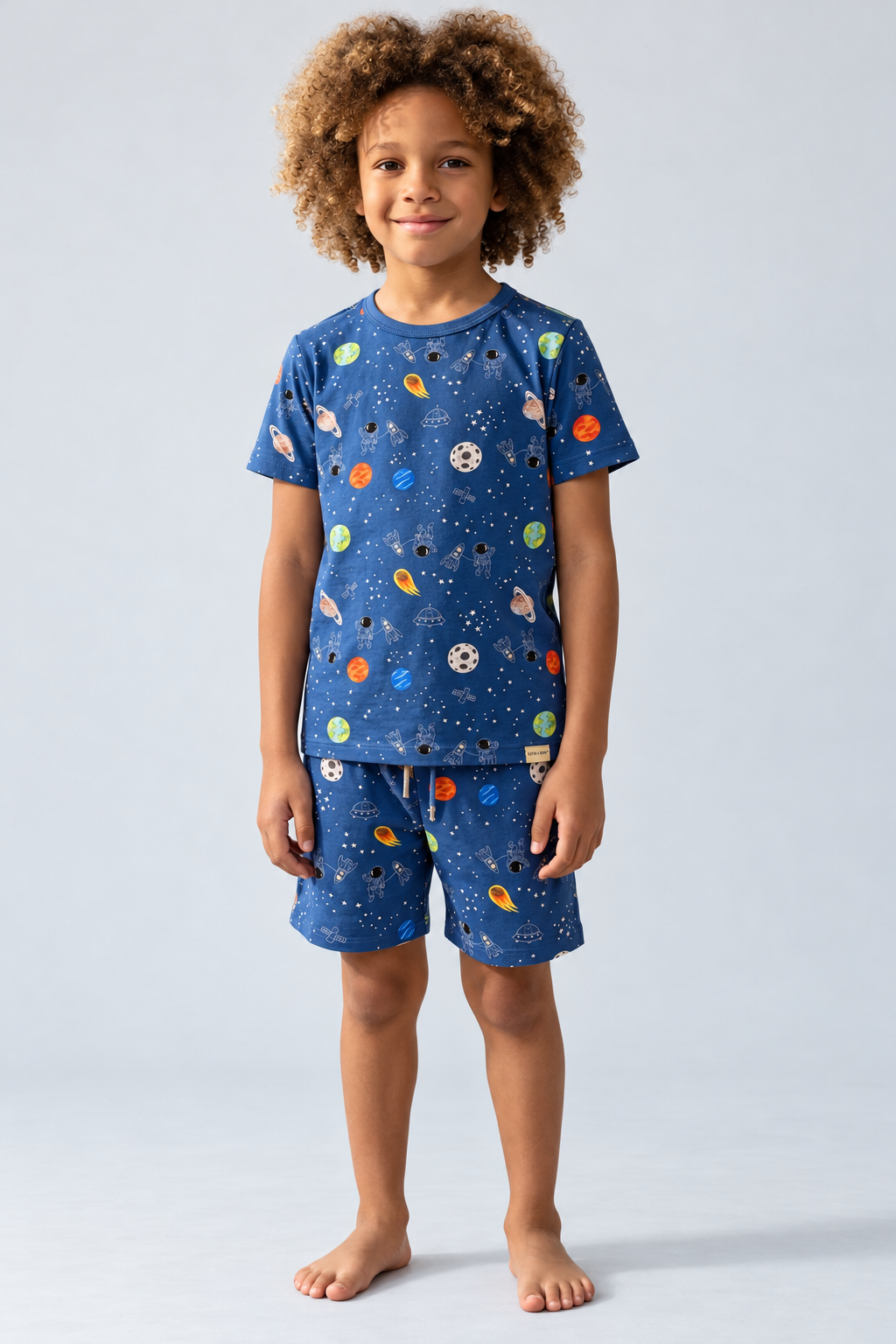 Space Pattern Packaged Boys' Shorts Set NAVY